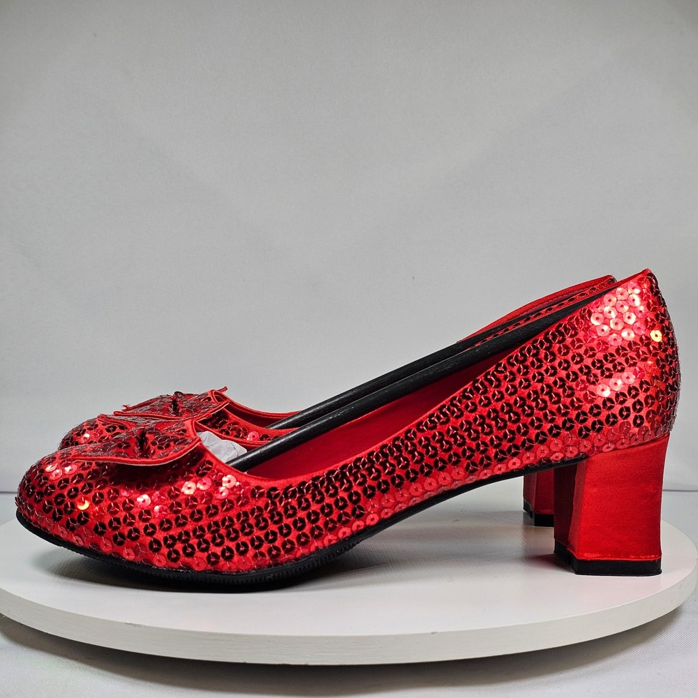 New Ellie Shoes 203-Judy Womens Red Sequined Ruby Slipper Costume Pump Heel Sz 9 - Picture 4 of 9
